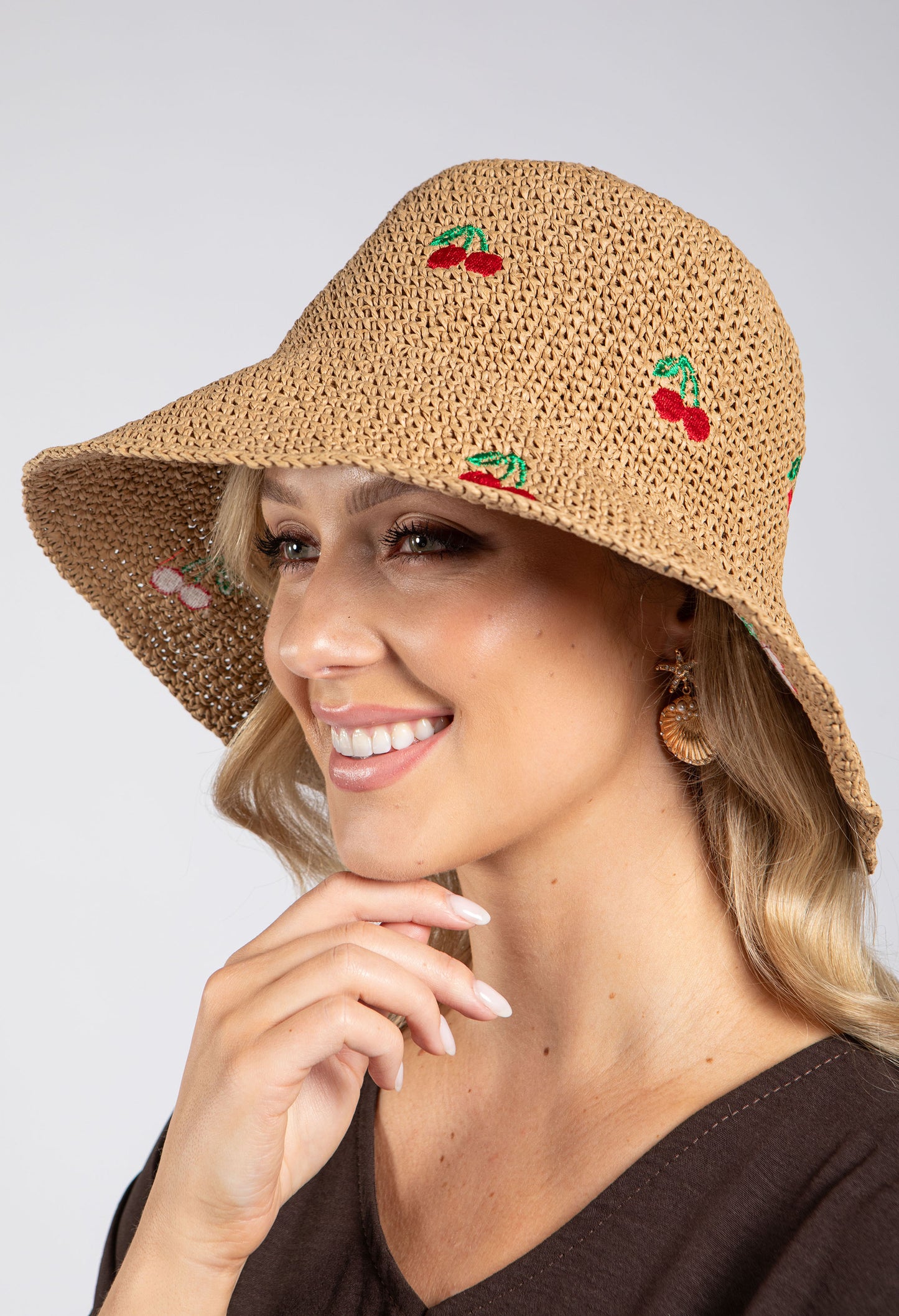 Cherry Detail Straw Hat
