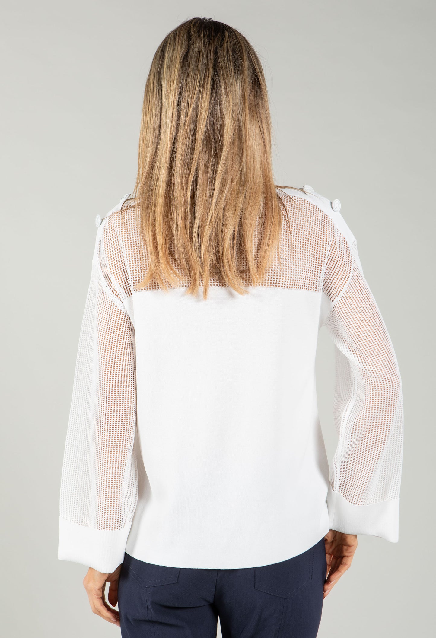 Fine Knit Mesh Panel Top