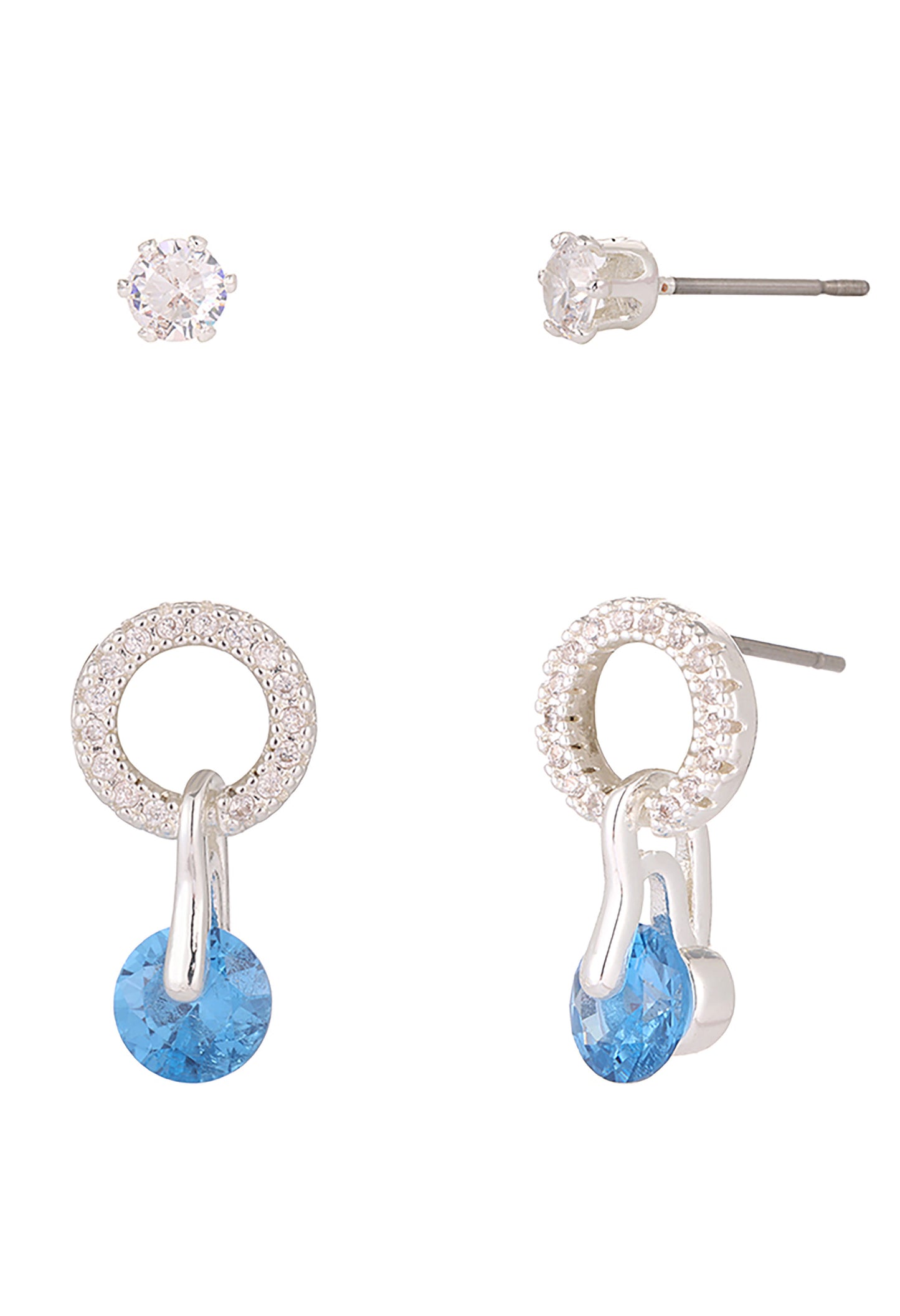 Blue Gem Earring Set