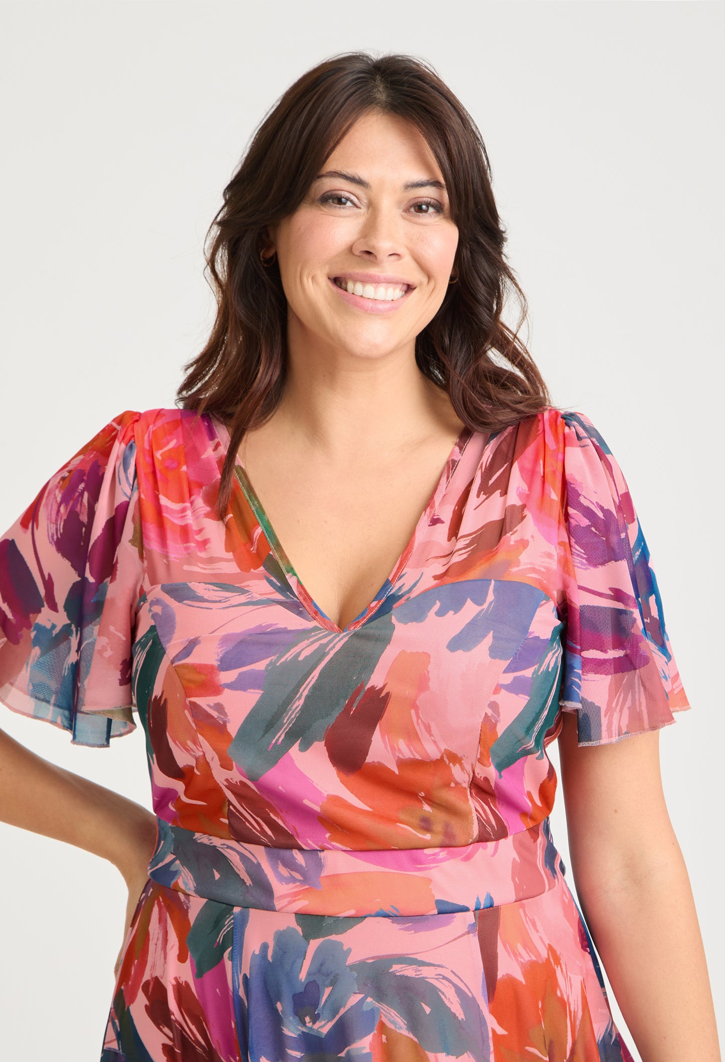 Tilly Angel Sleeve Sweetheart Curve+ Dress