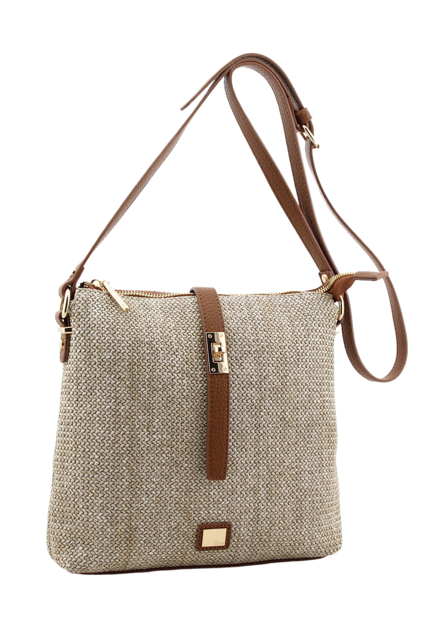 Straw Look Crossbody Bag