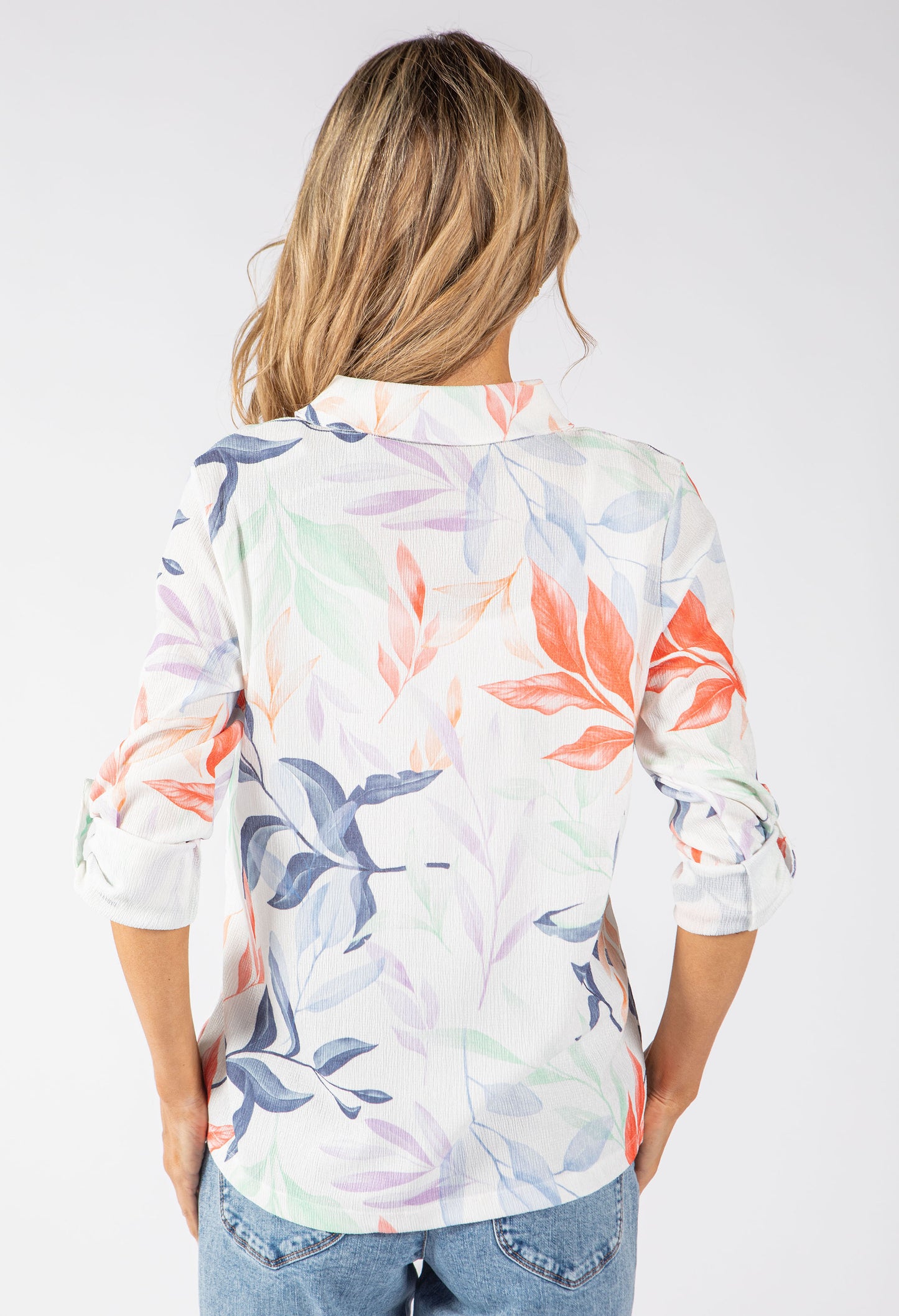 Textured Leaf Print Blouse
