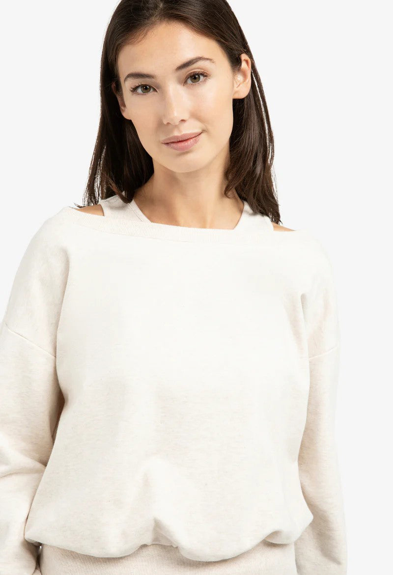 Sweatshirt with layered neckline detail