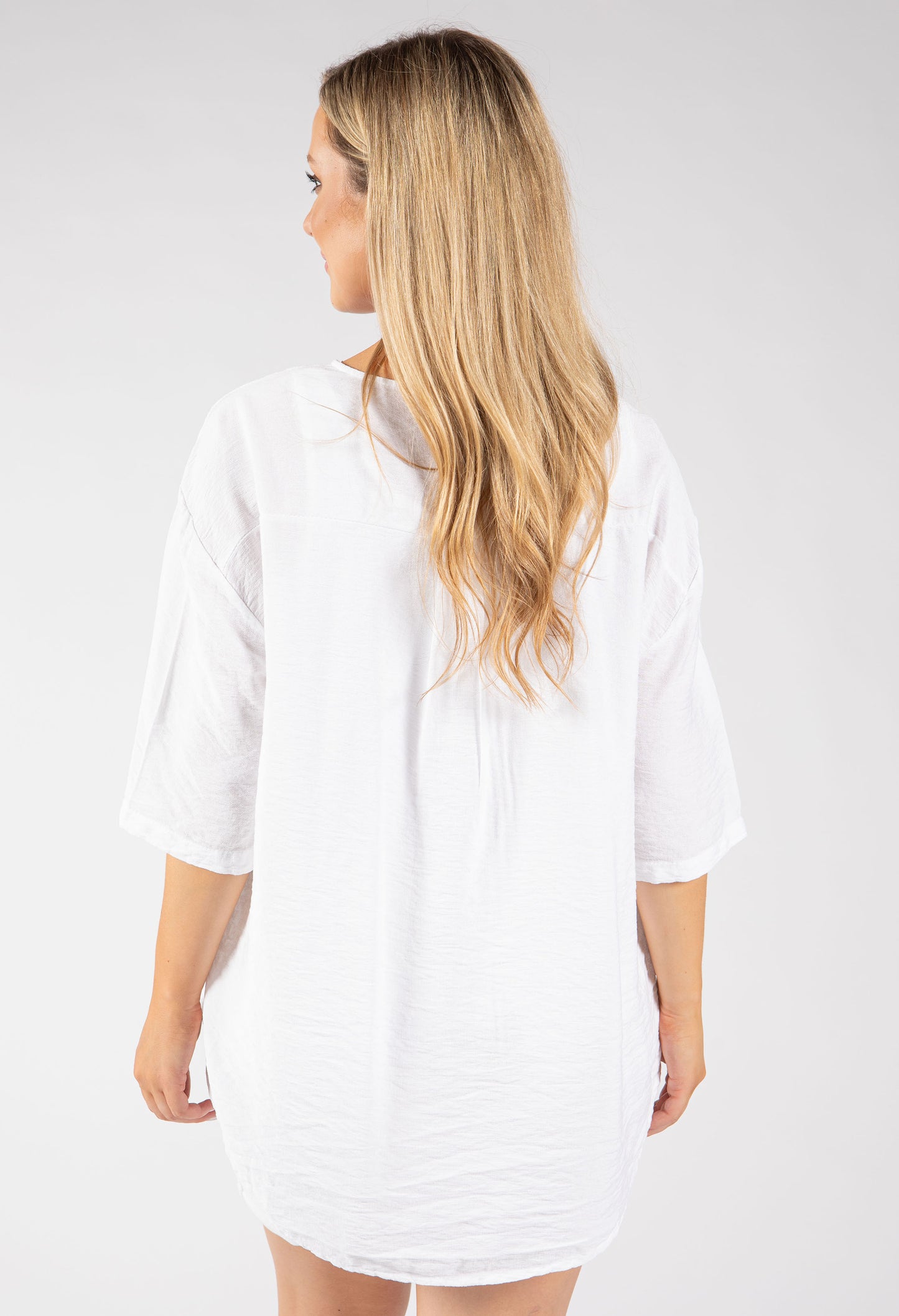 Button Detail Linen Look Blouse