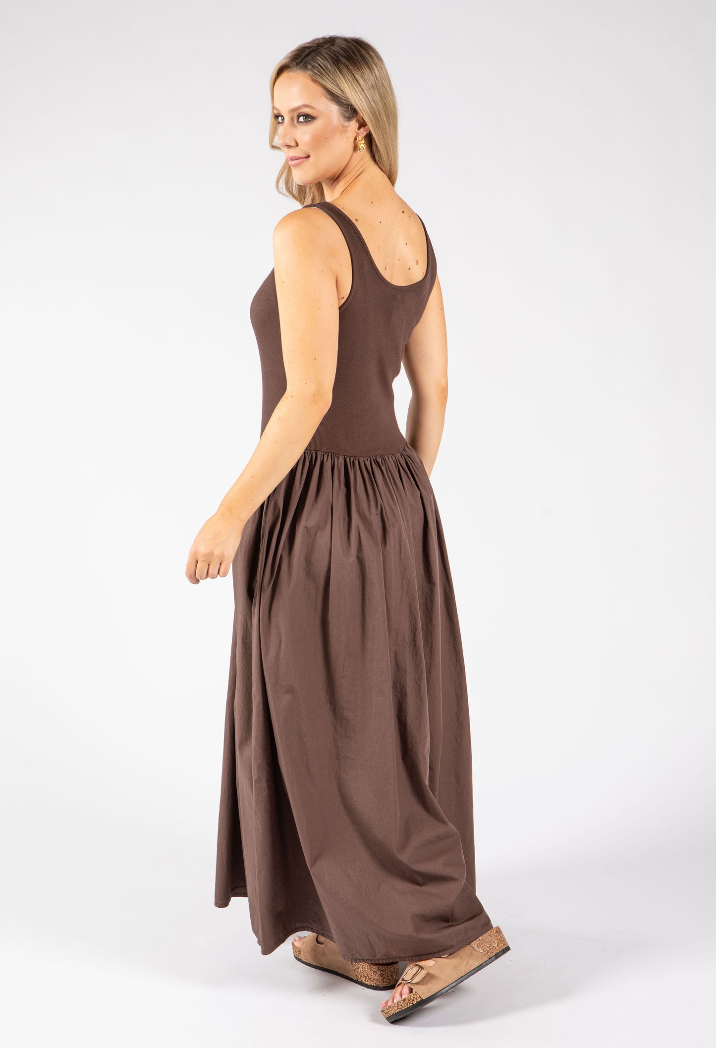 Ribbed Bodice Maxi Dress