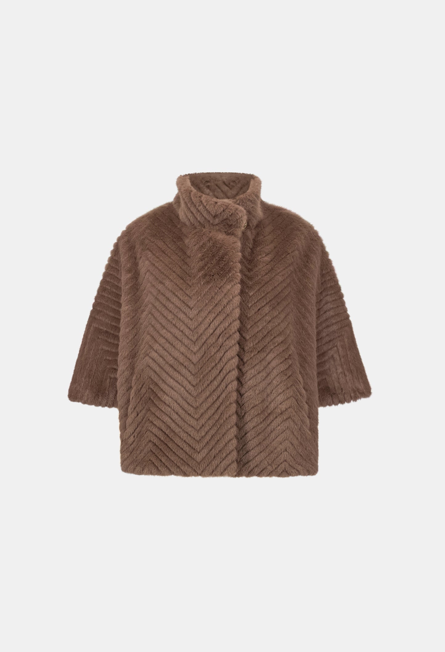 Short Chevron Faux Fur Cape