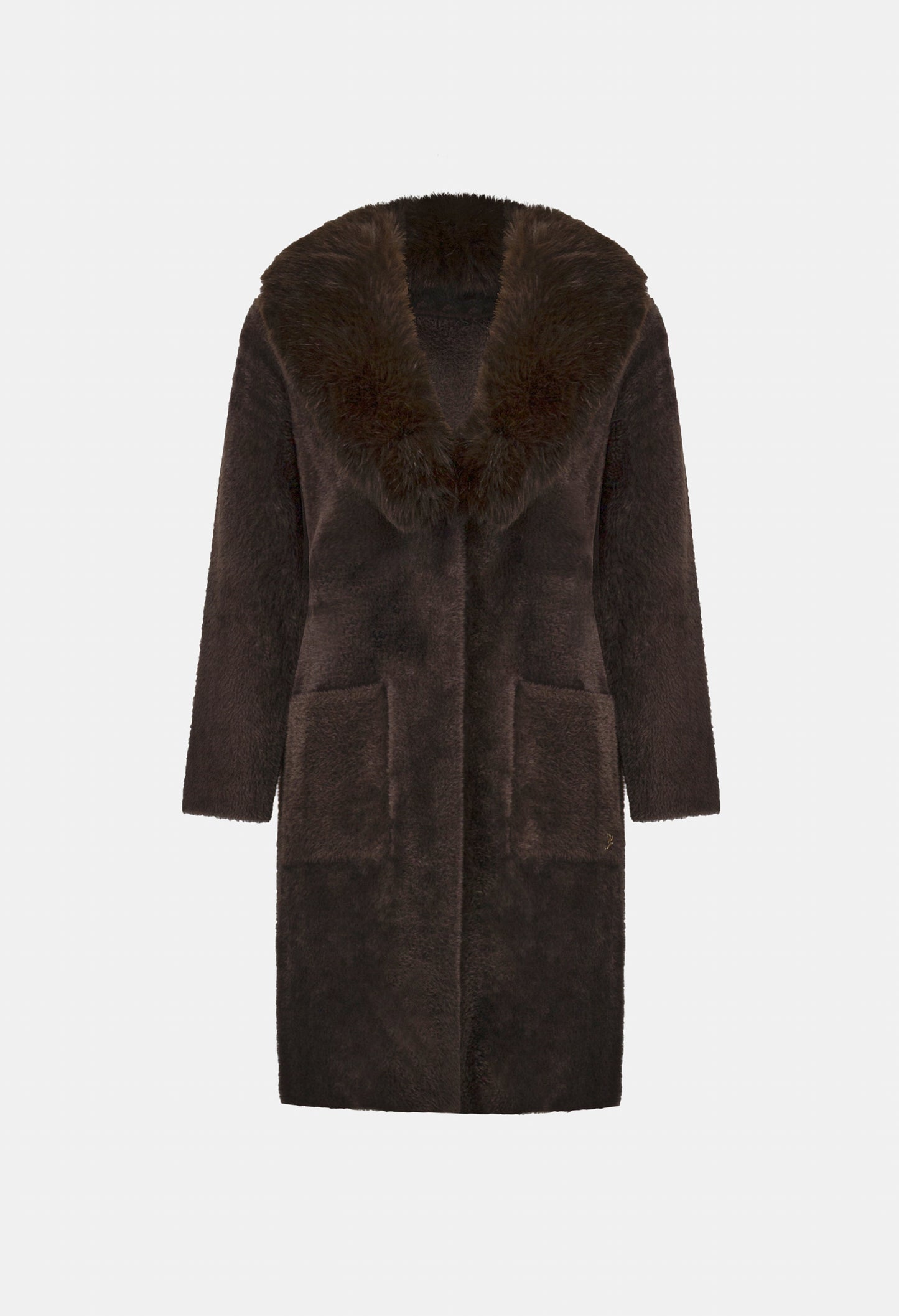 Open-front Fur Collar Coat