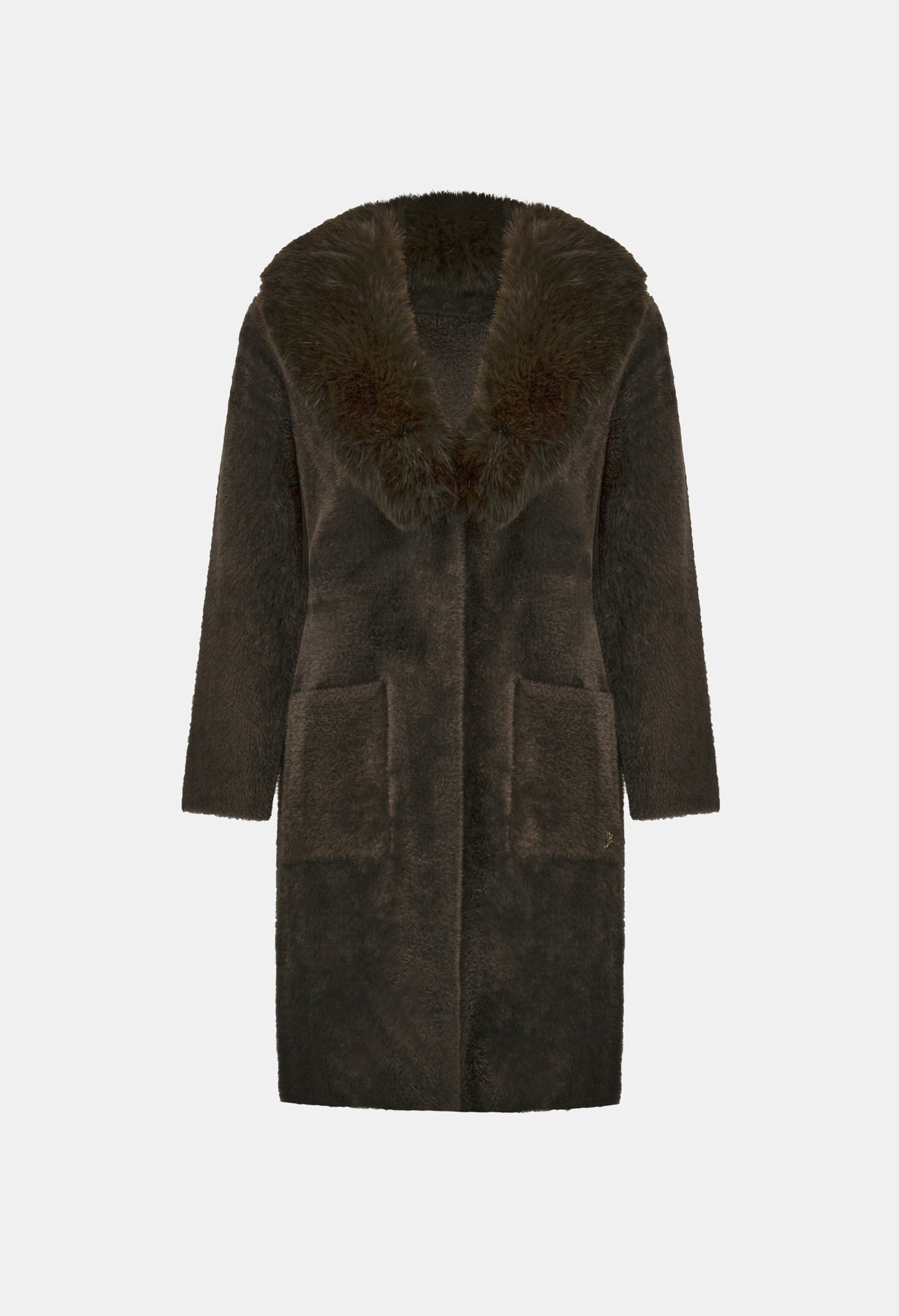 Open-front Fur Collar Coat