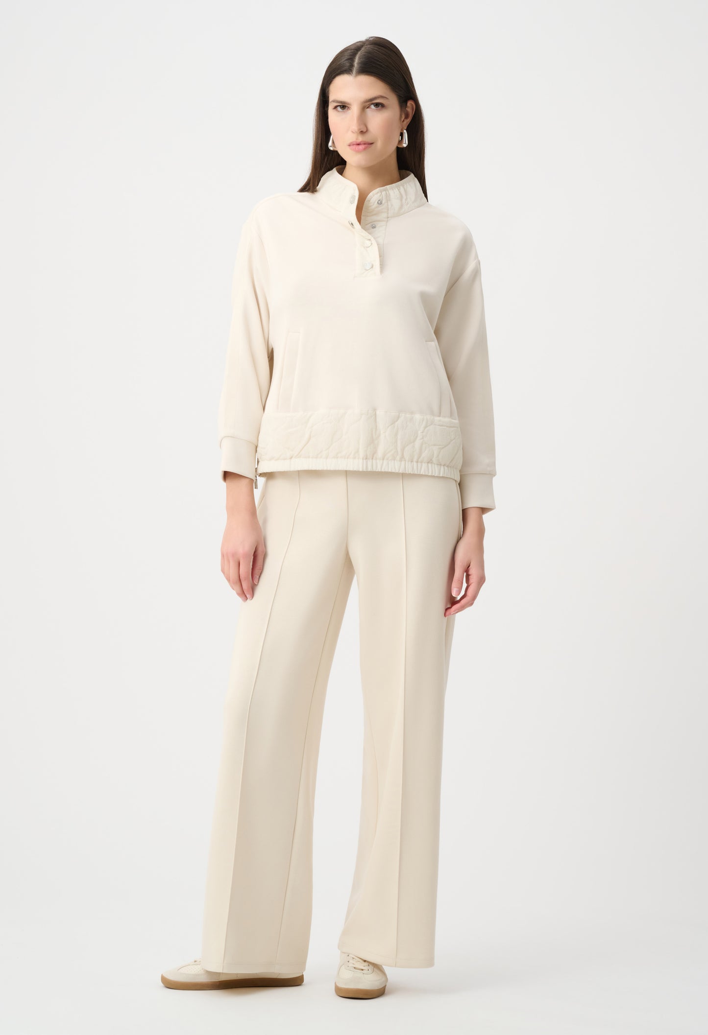 Scuba Jersey Funnel-neck Top