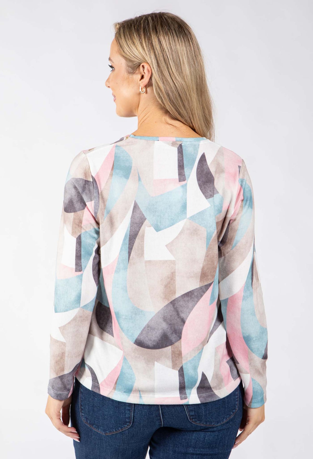 Lena Geometric Print Knit Top