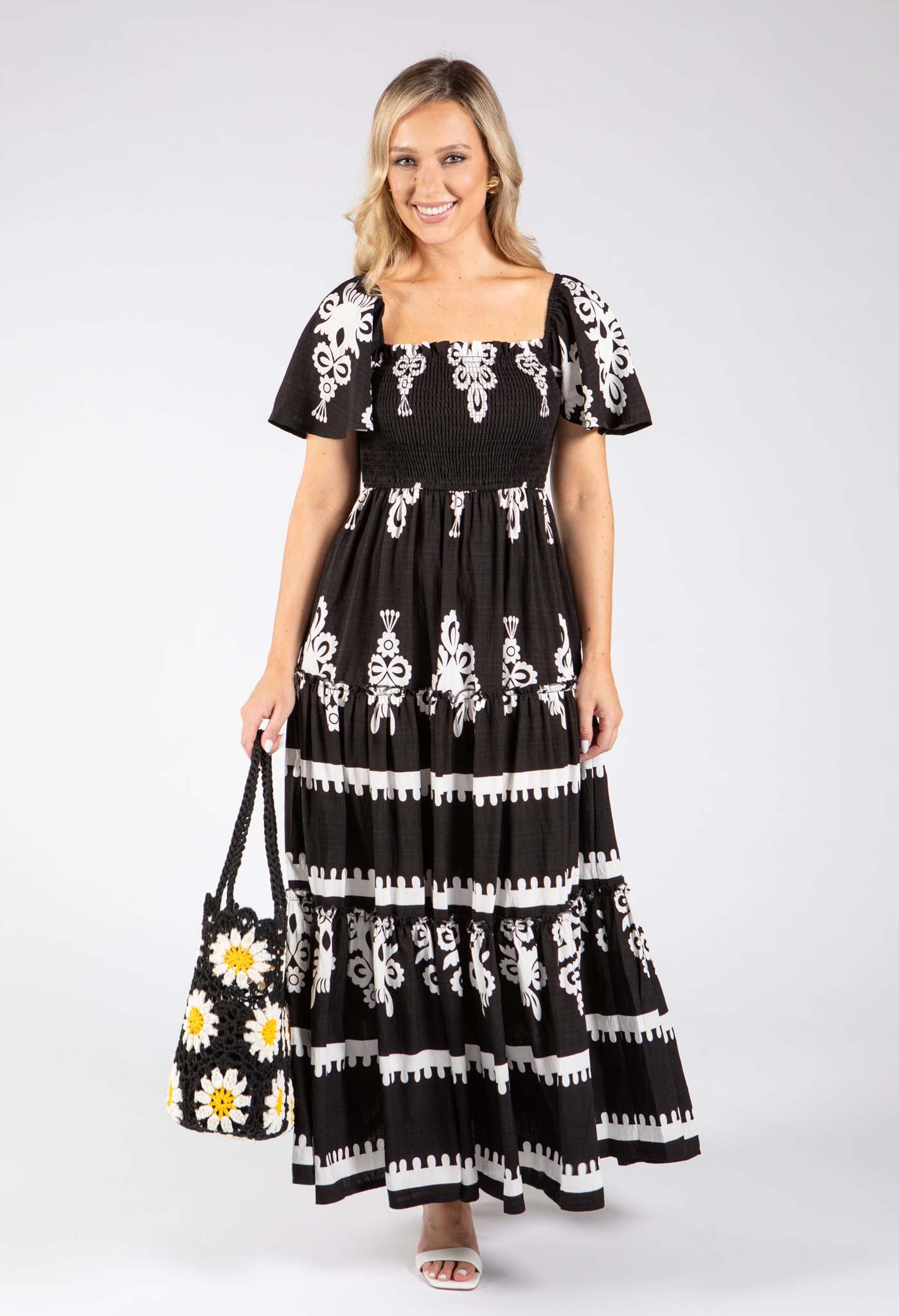 Smocking Bodice Maxi Dress