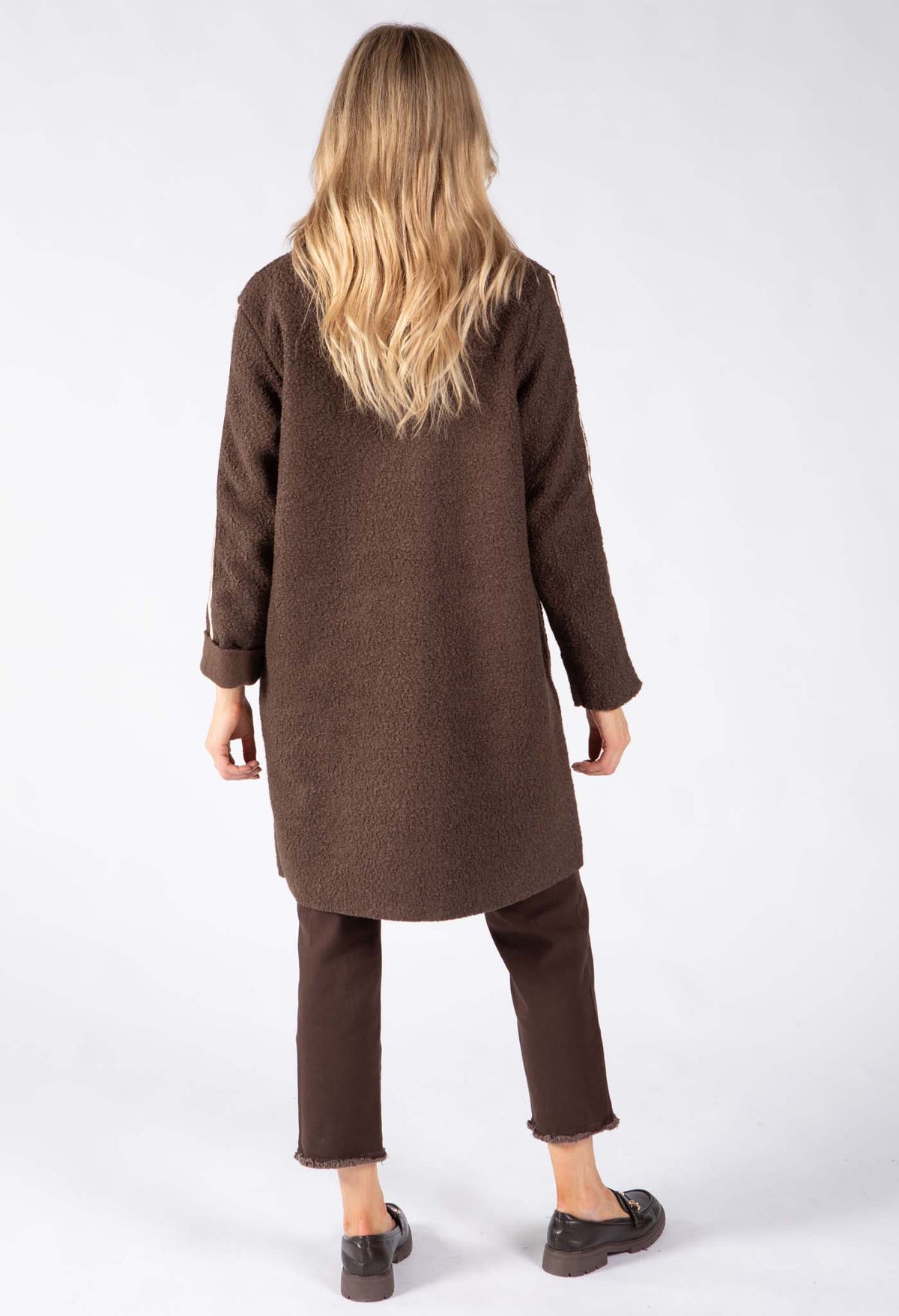 Stripe Detail Boucle Coat