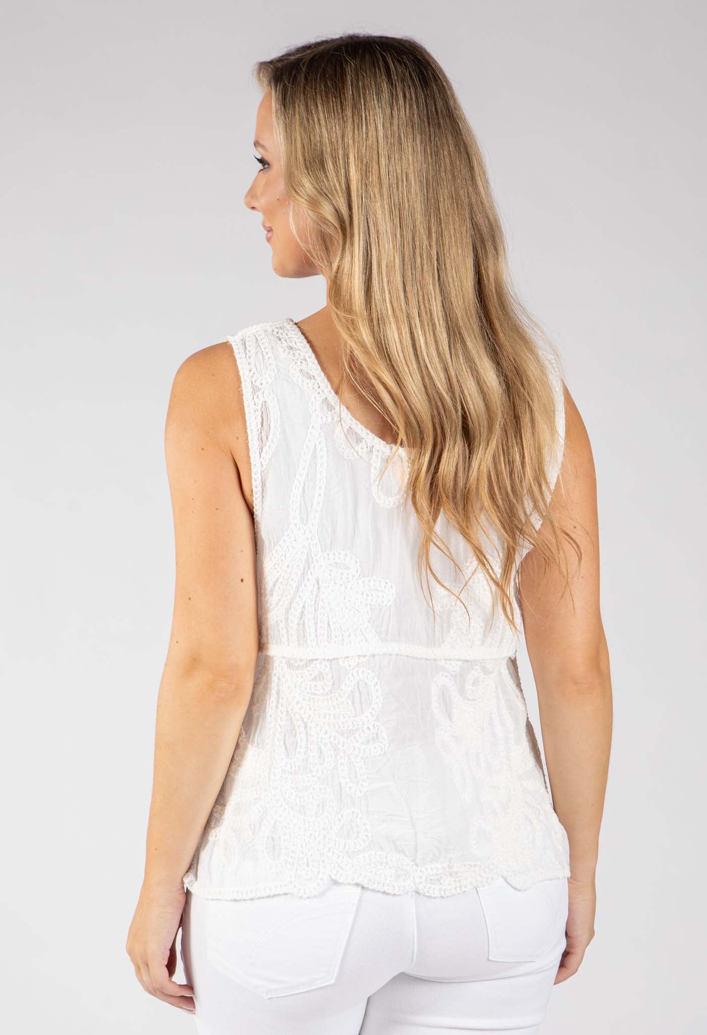 Embroidered Sleeveless Top