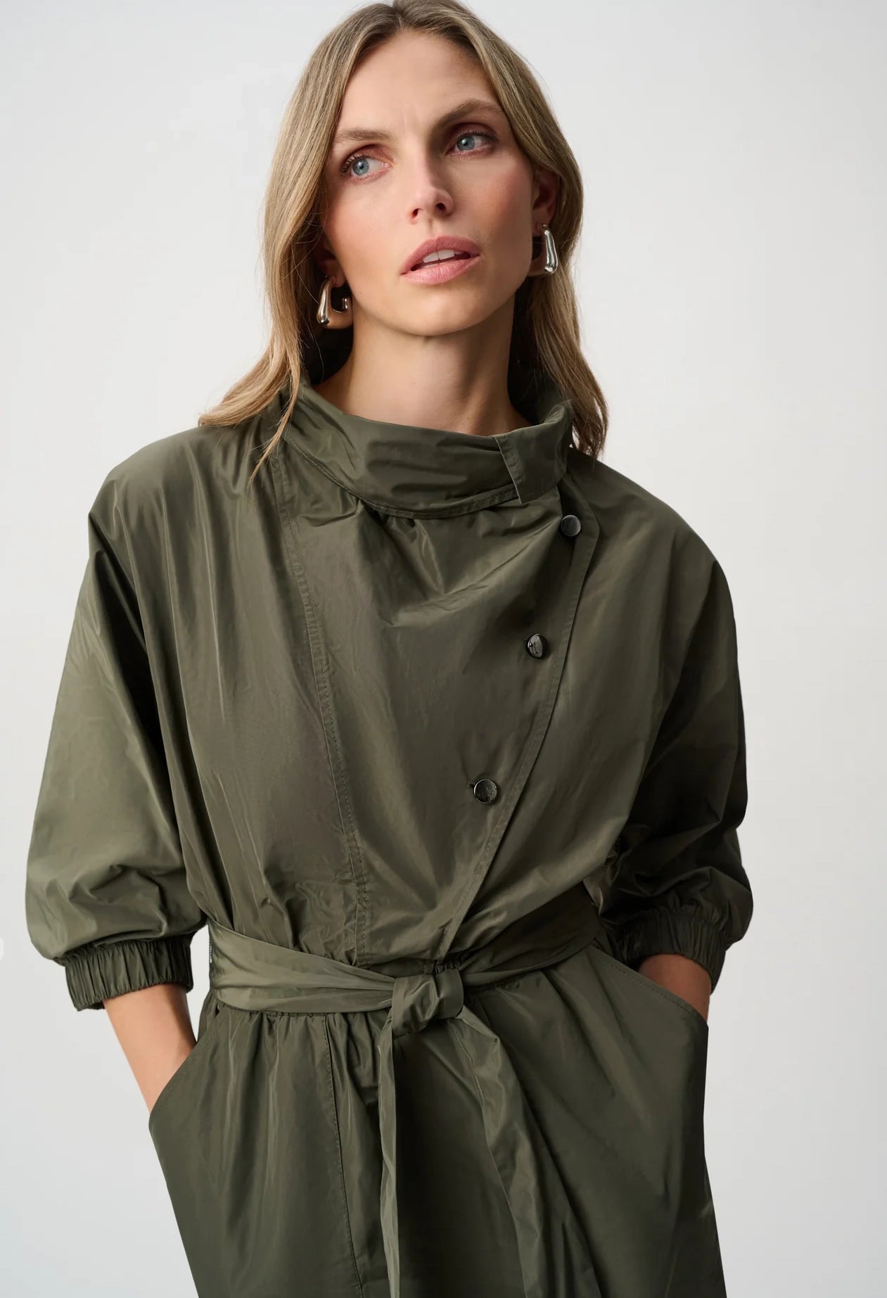 Cowl-Neck Belted Dress