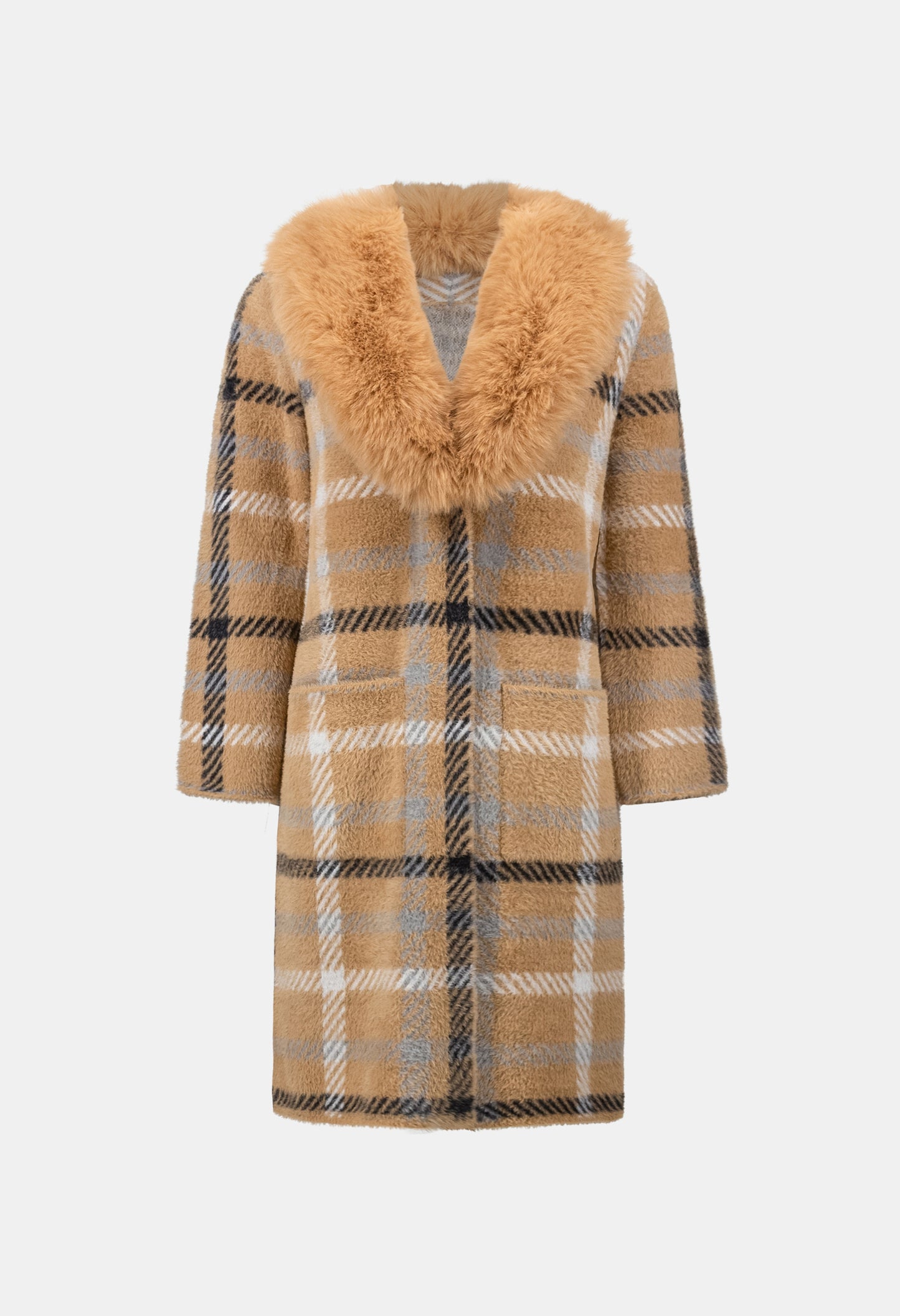 Feather Yarn Plaid Coat