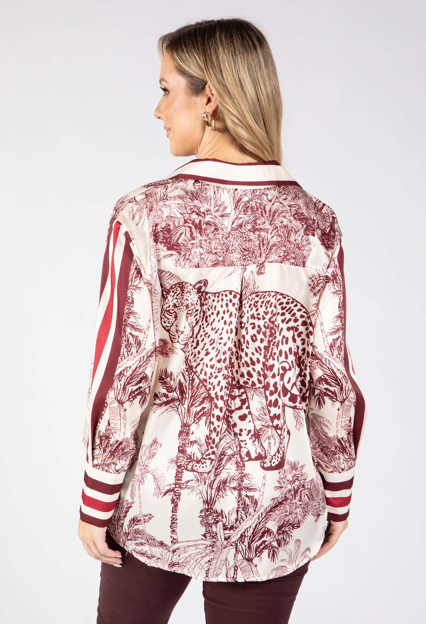Satin Touch Animal Print Blouse