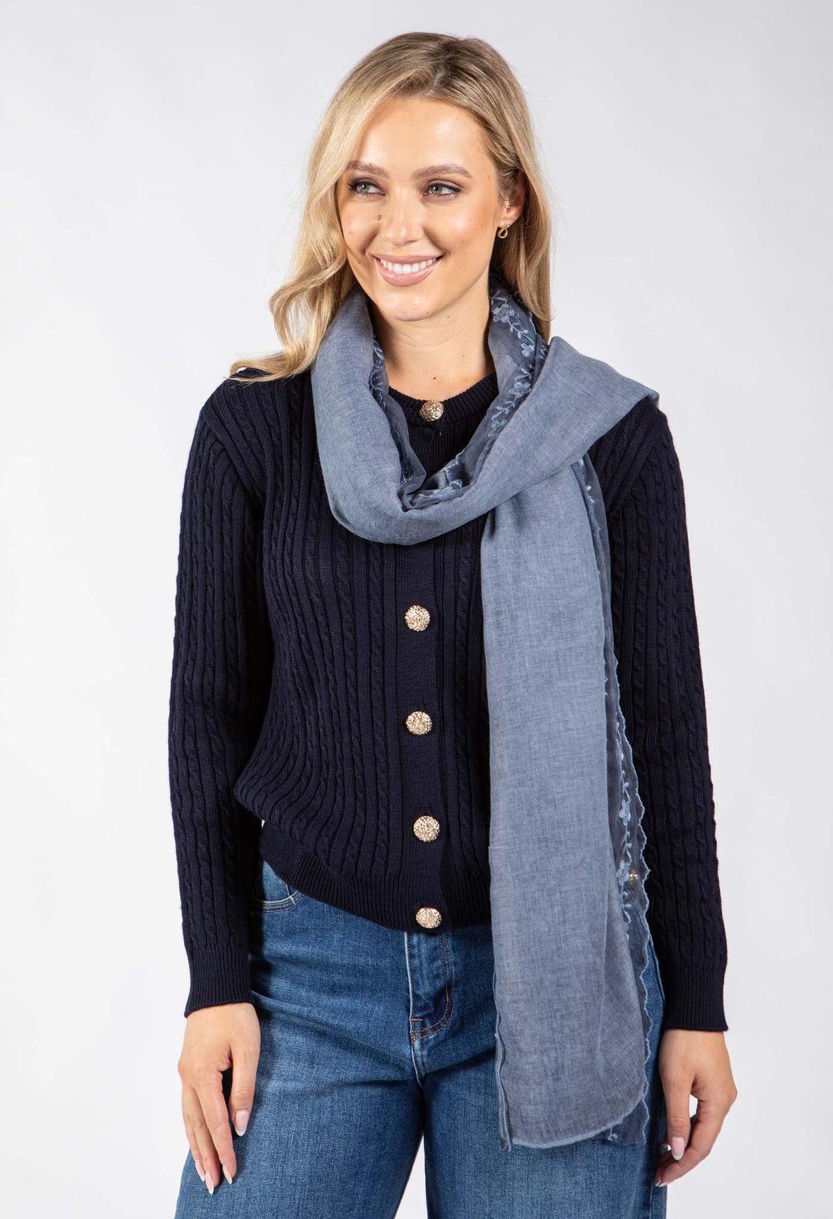 Floral Mesh Detail Scarf