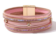 Faux Leather & Diamante Bracelet
