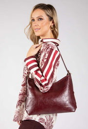 Faux Leather Shoulder Bag with Buckle