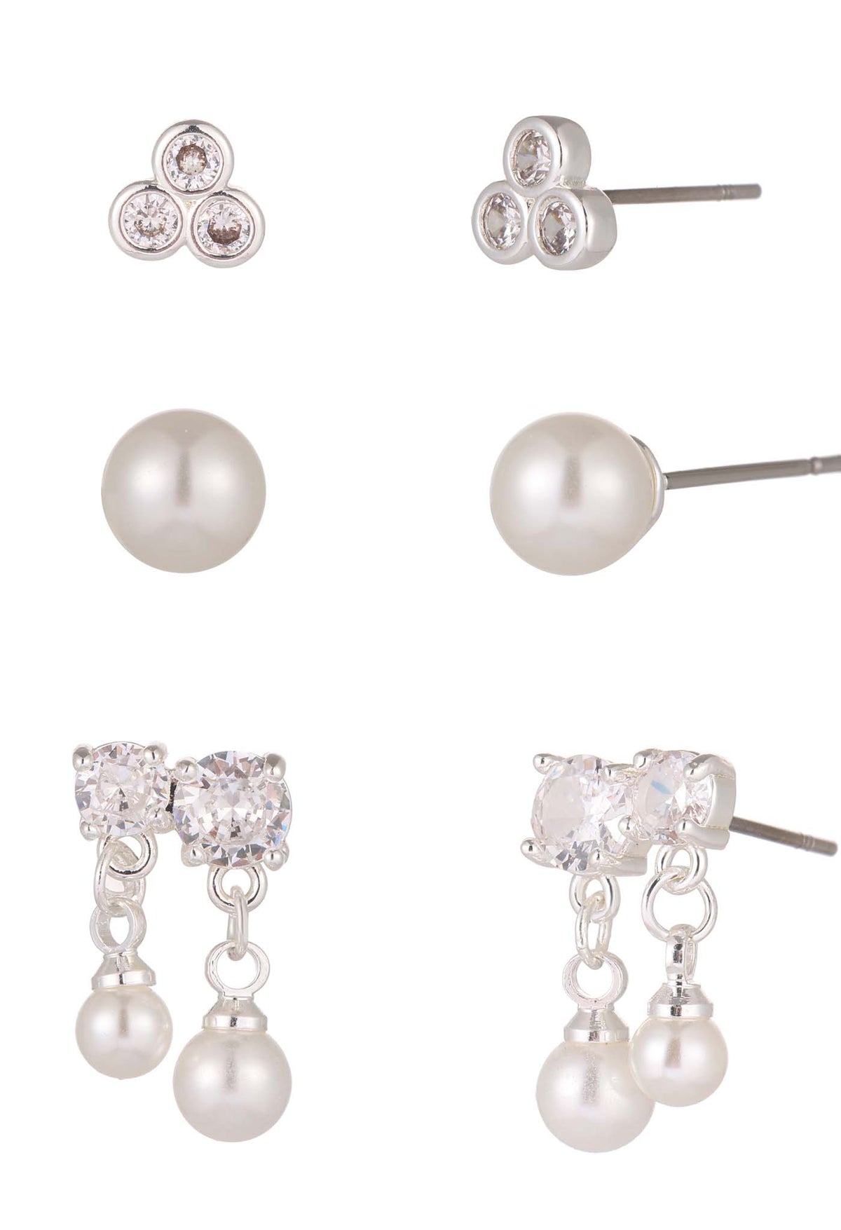 Diamante & Pearl Earring Set