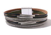 Faux Leather & Diamante Bracelet