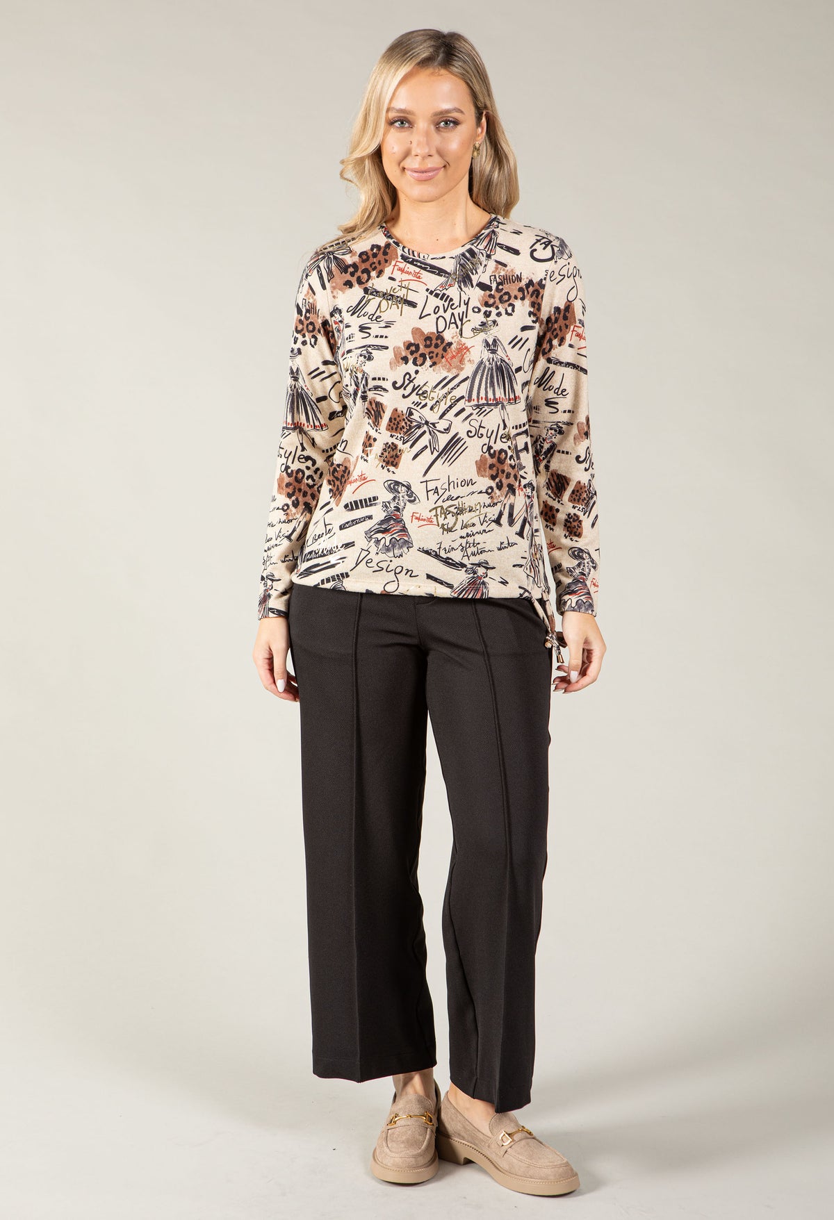 Fashion Print Fine Knit Top