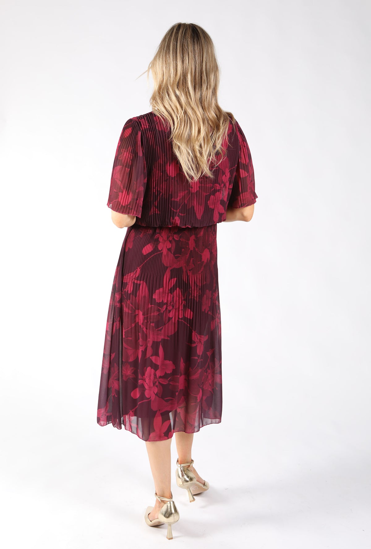 Floral Print Plisse Pleated Dress