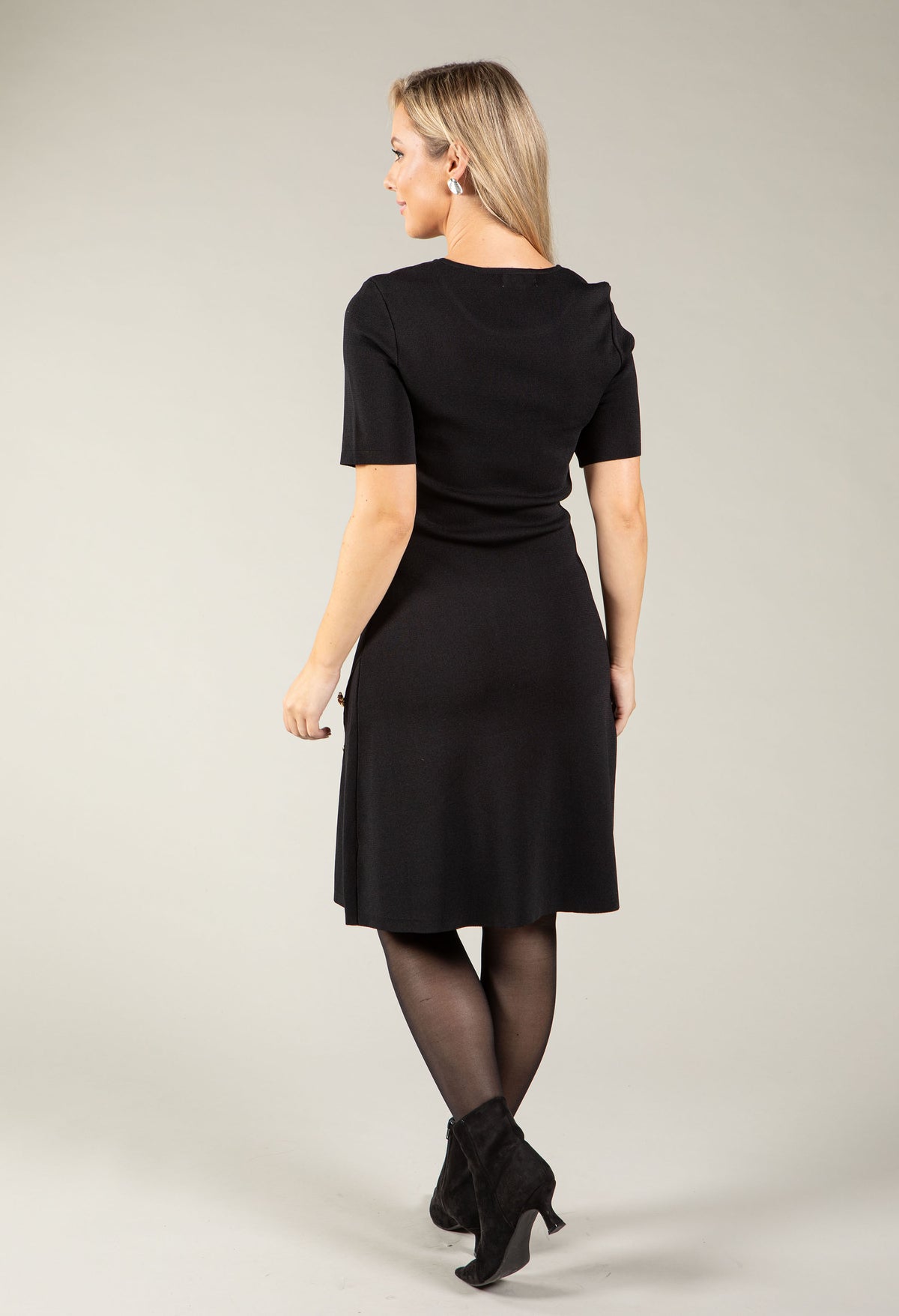 Fine Knit Dress With Floral Side Buttons