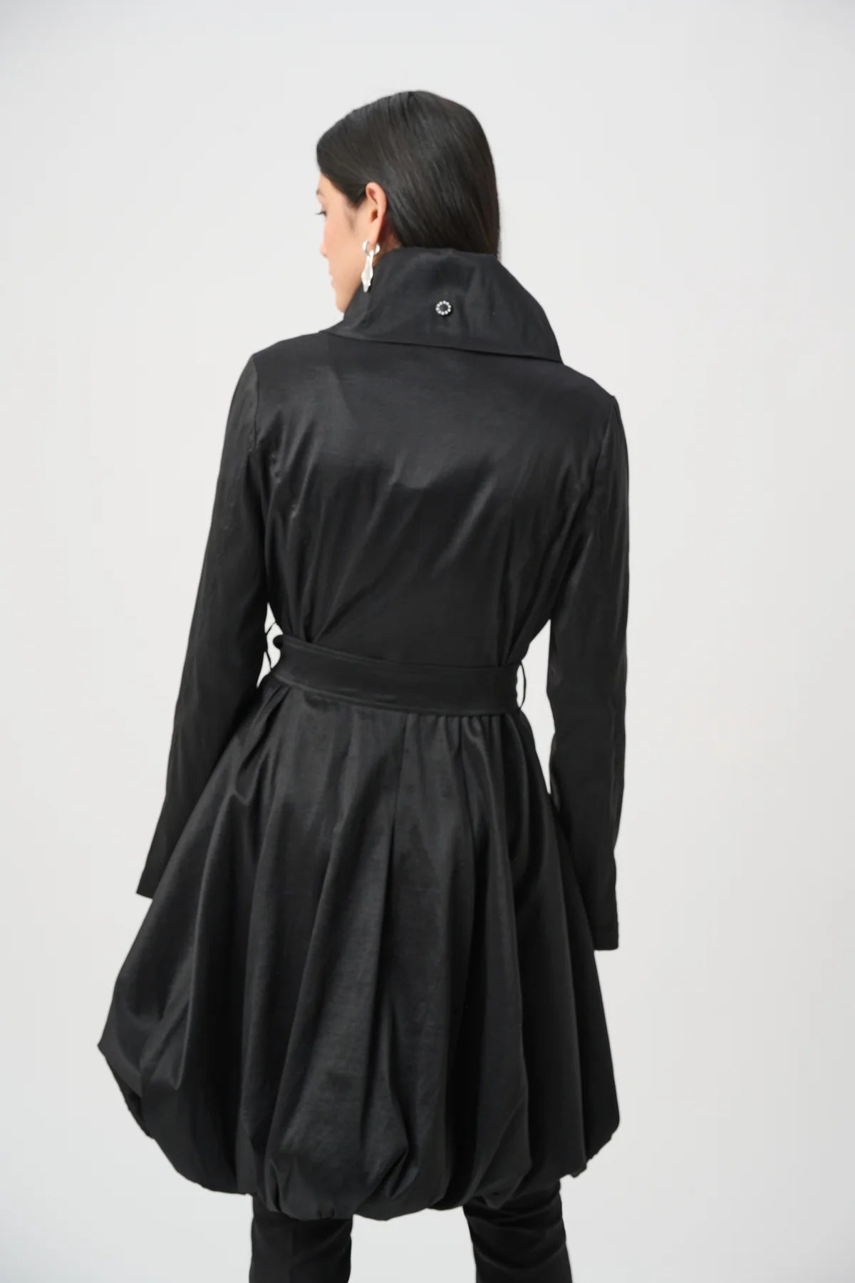 Belted Fit And Flare Balloon Coat