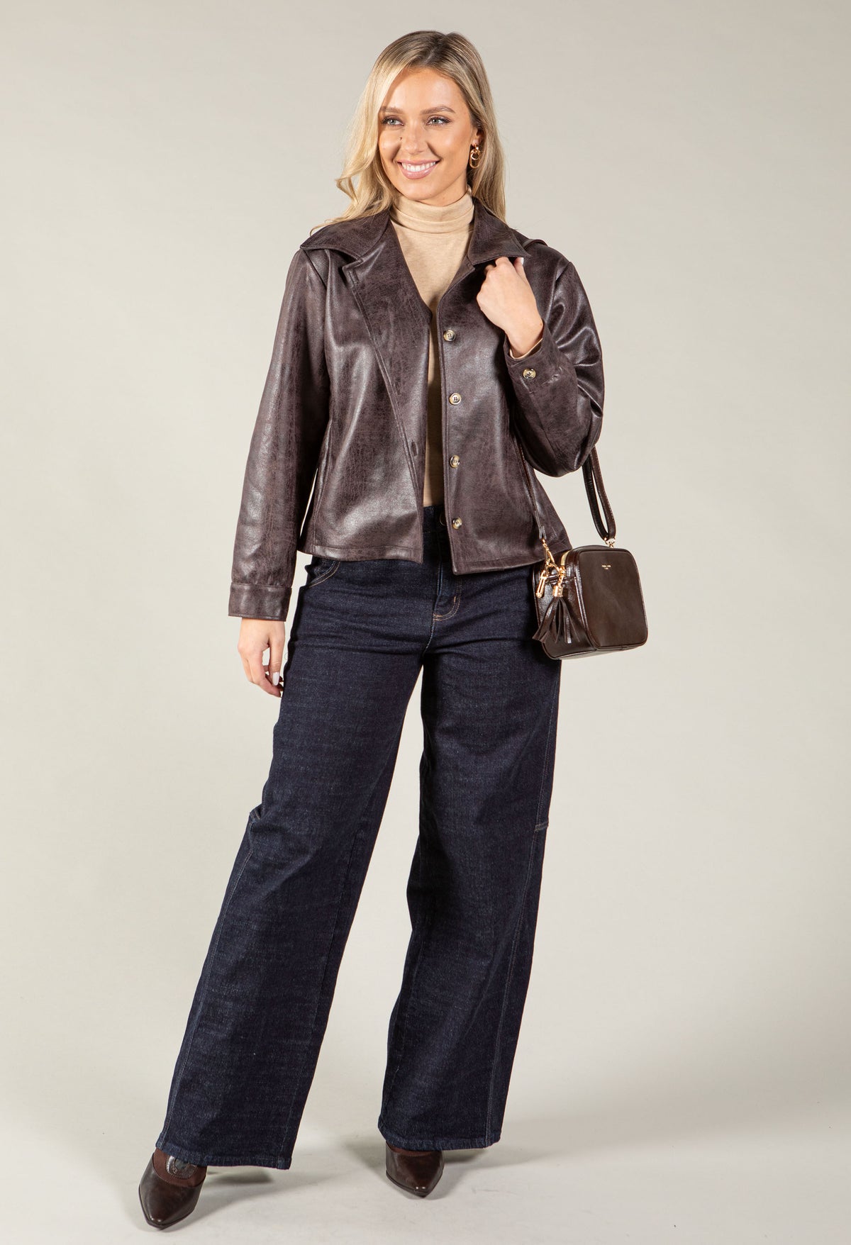Vintage Look Faux Leather Jacket
