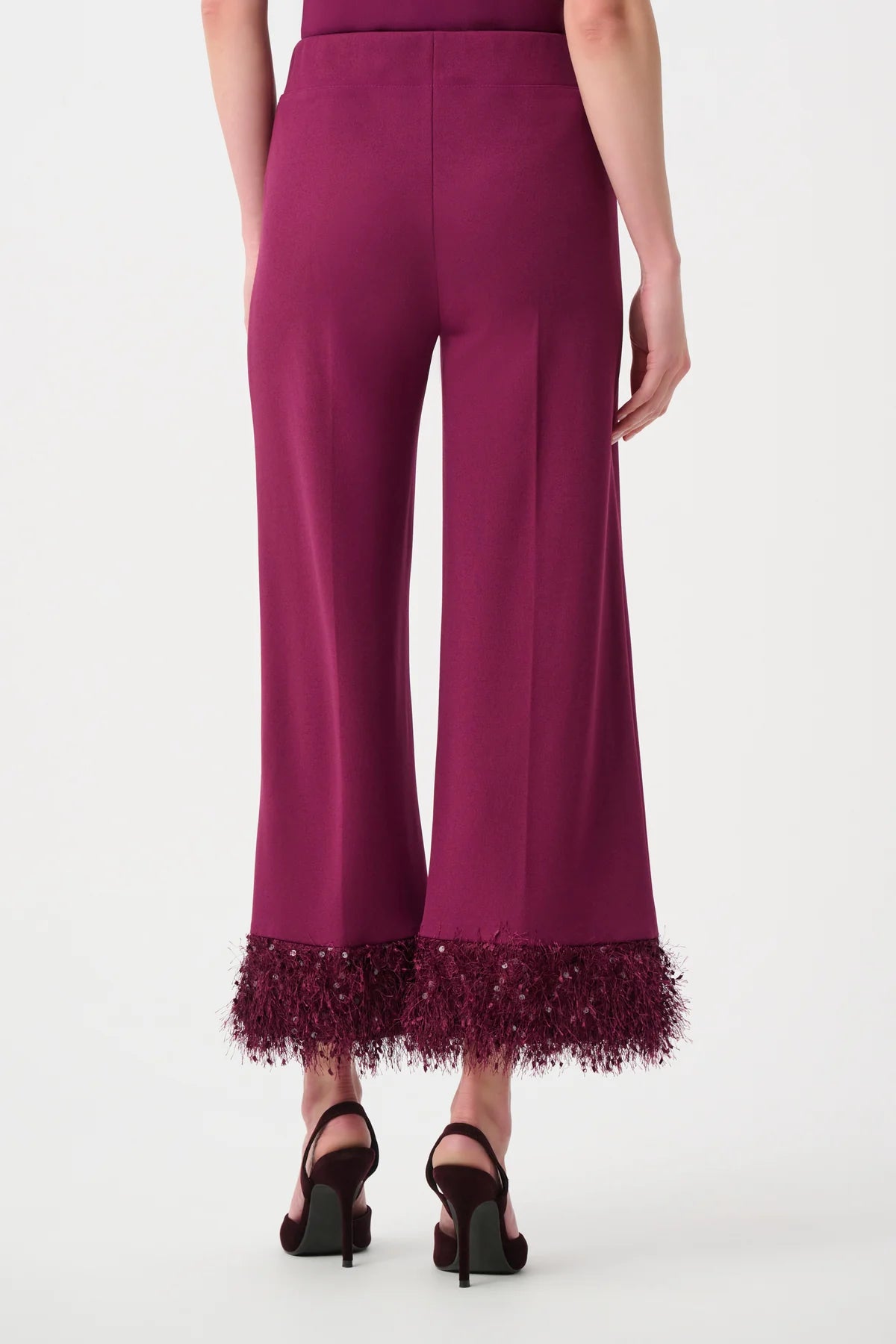 Fringe Cuff Wide-Leg Pants
