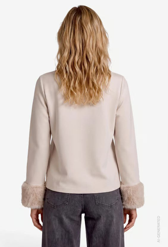 Sweatshirt With Faux Fur Cuff