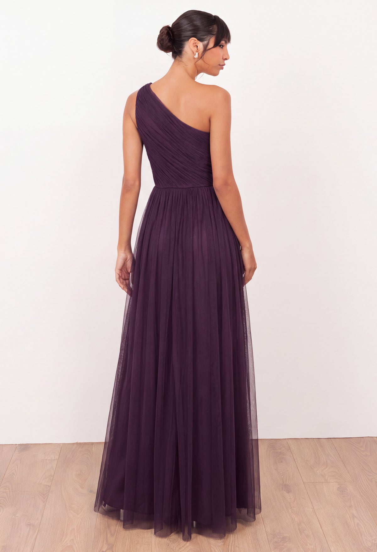 Asymmetrical Tulle Maxi Dress