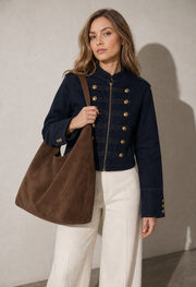 Faux Suede Shoulder Bag