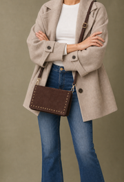 Faux Suede Studded Bag