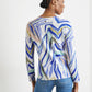Abstract Print V-Neck Pullover