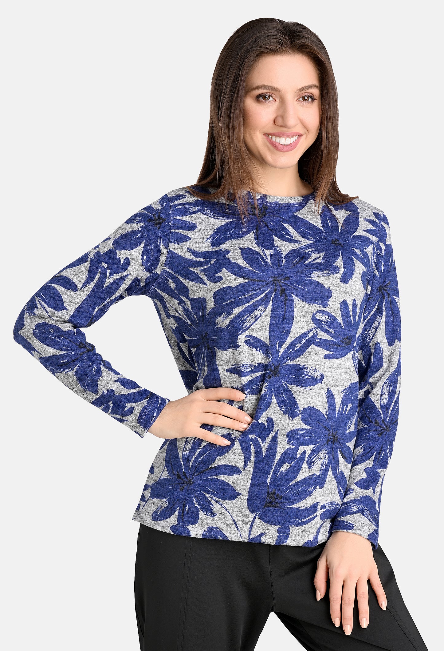 Silver Blue Floral Top