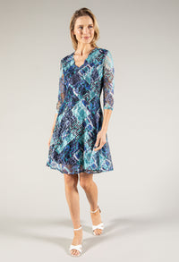 Printed Lace Zigzag Dress