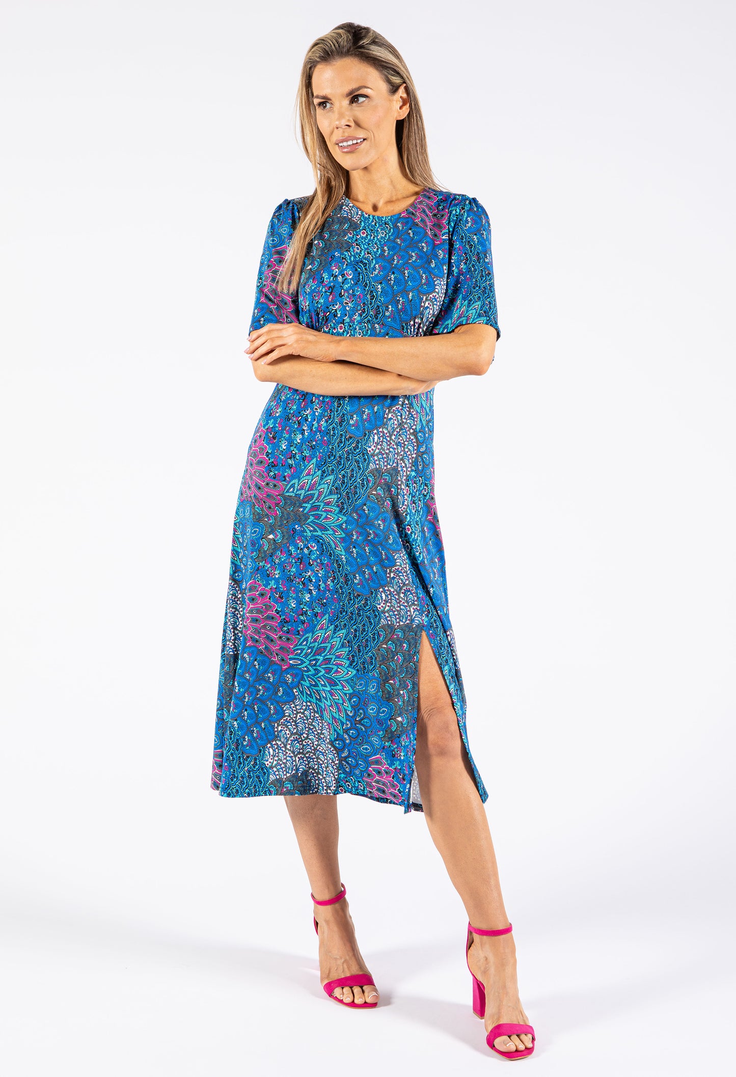 Peacock Print Dress