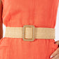 Gold Square Buckle Woven Belt