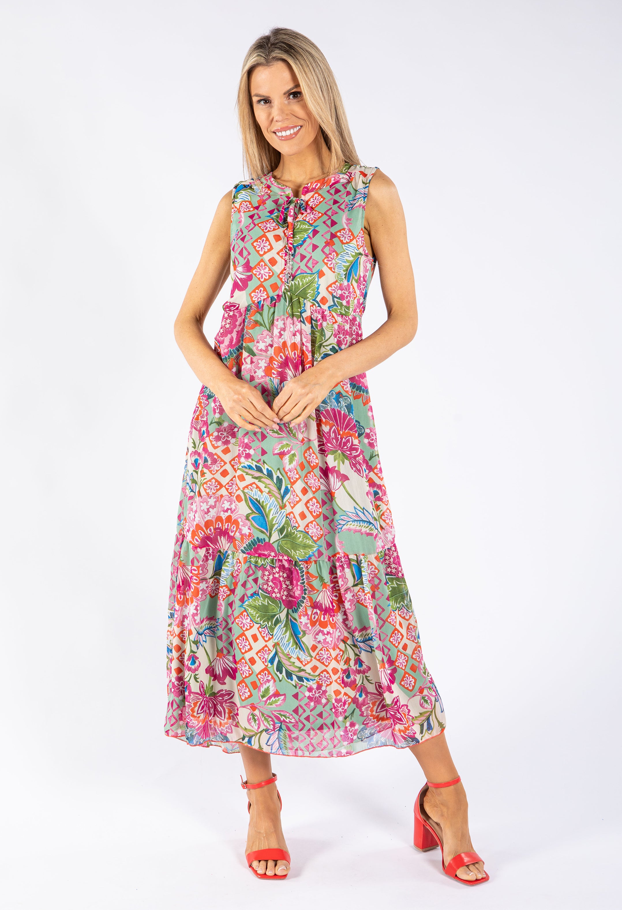 Mustard Tiered Print Dress