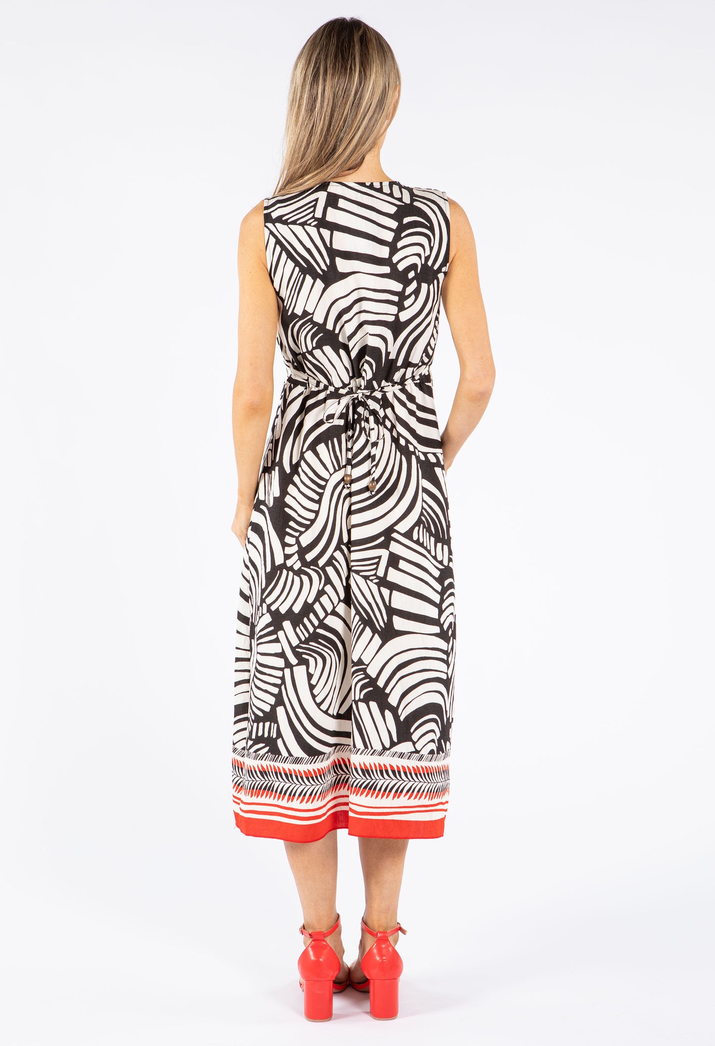 Abstract Print Wrap Bodice Dress