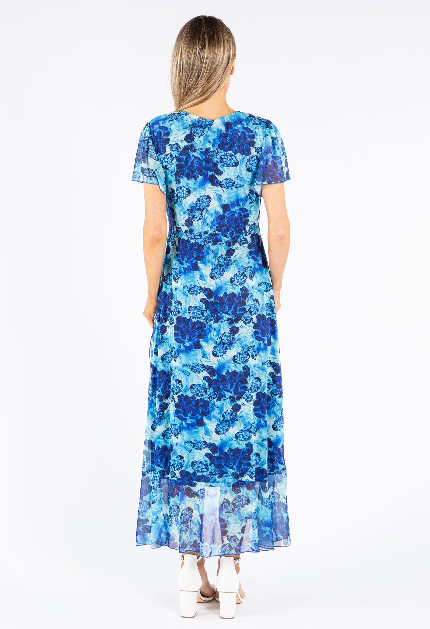 Mesh Floral Print Wrap Dress