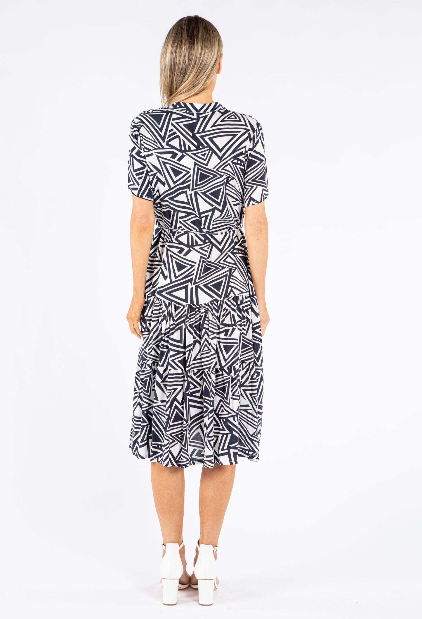 Abstract Print Midi Shirt Dress