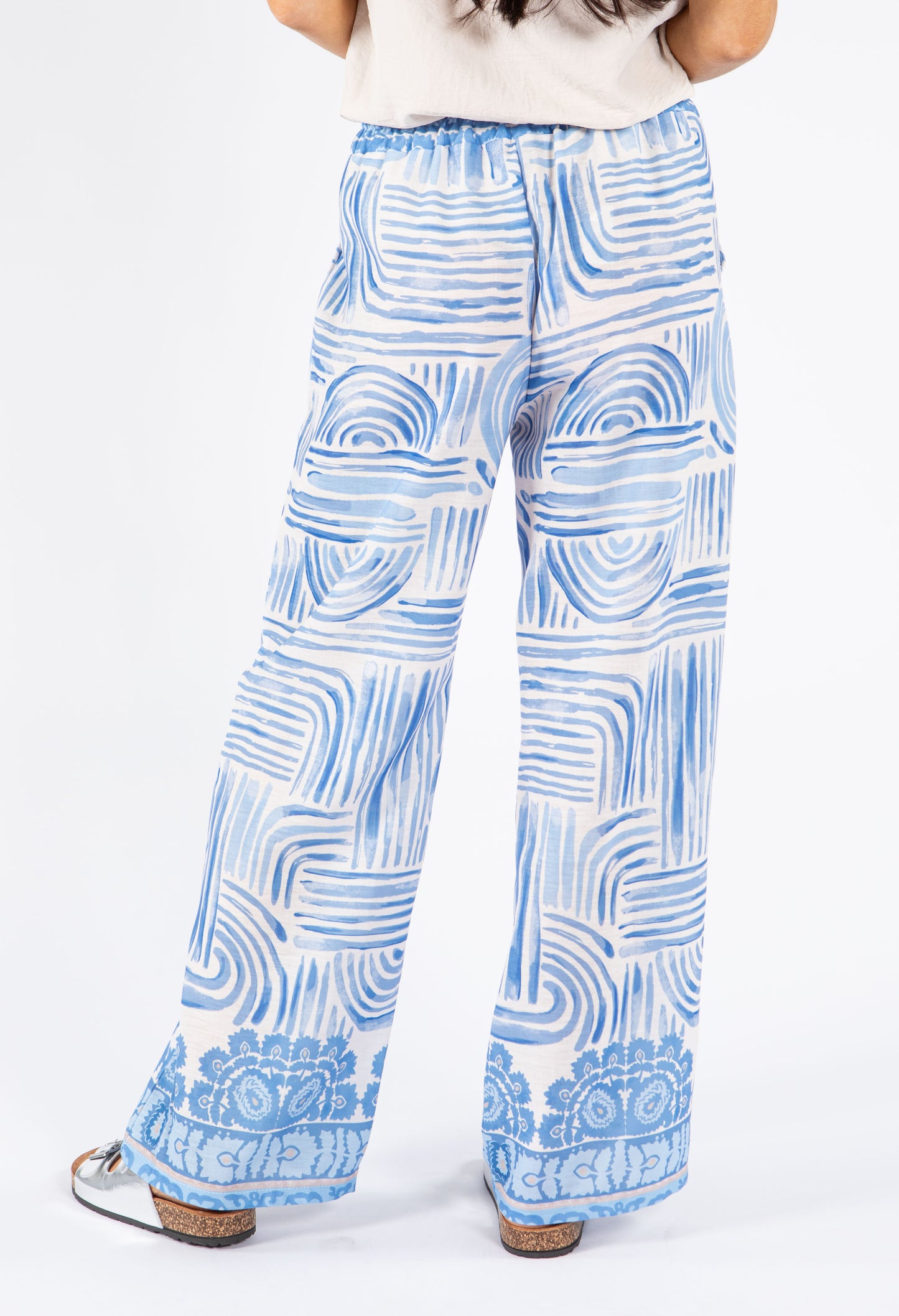 Abstract Print Wide Leg Trousers