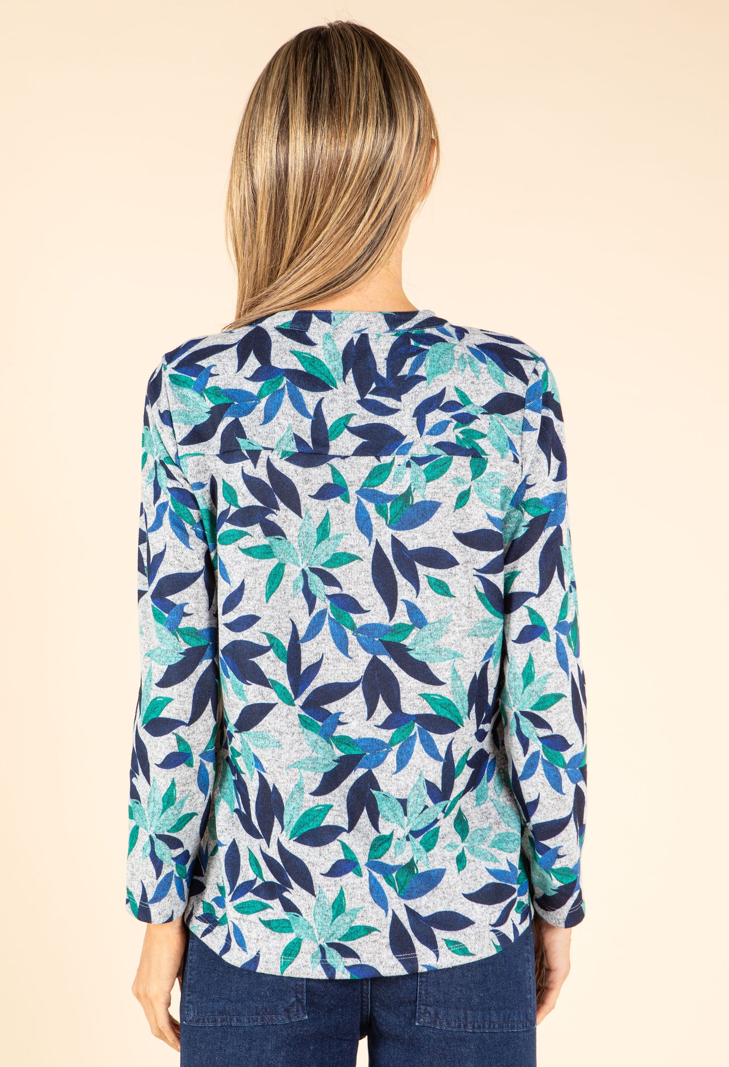 Soft Touch Leaf Design Knit Top