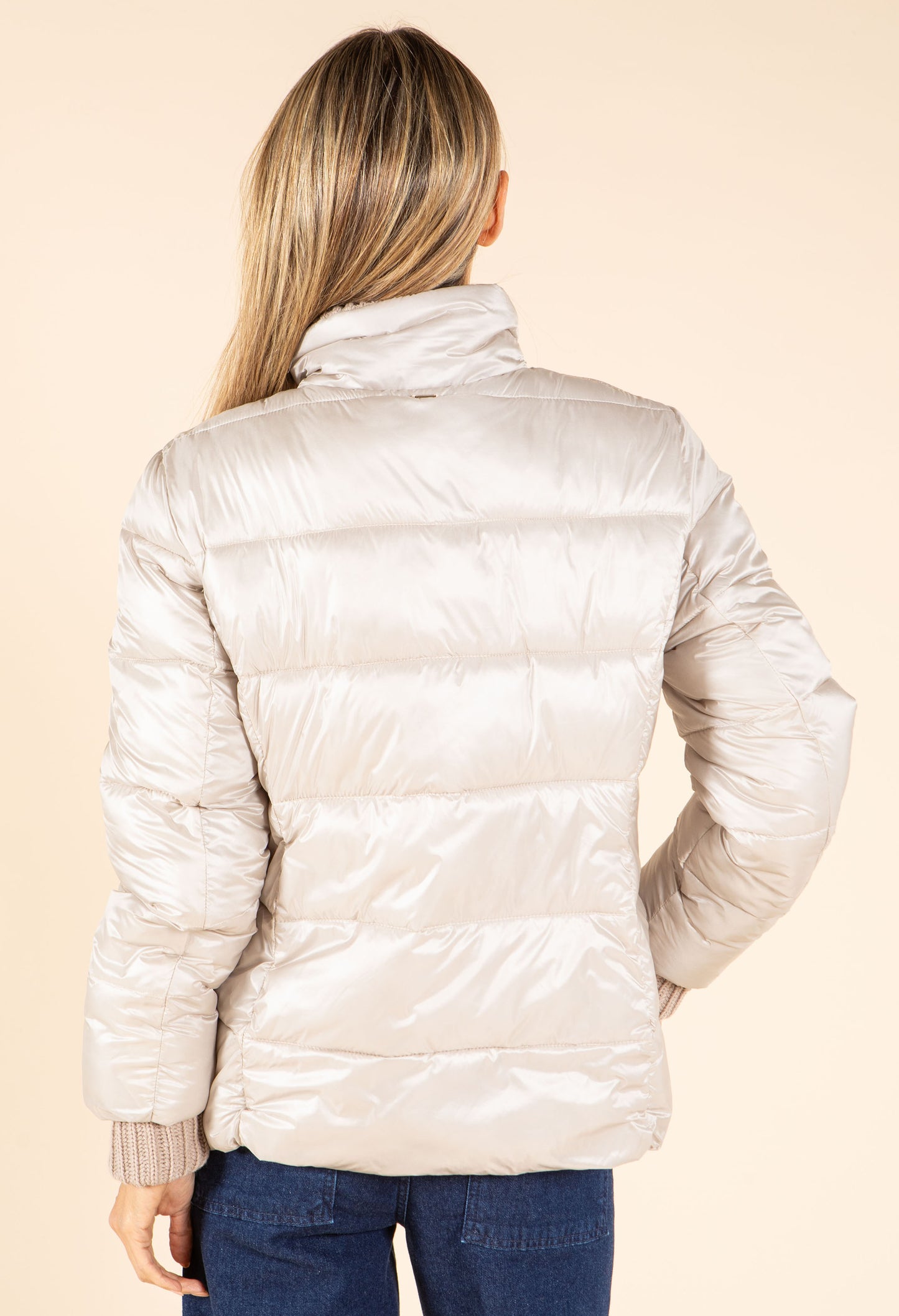 Puffer Coat with Knitted Details