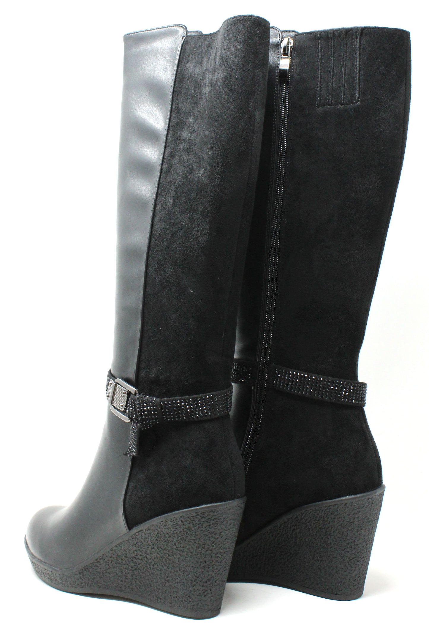 Diamante Buckle Knee High Boot