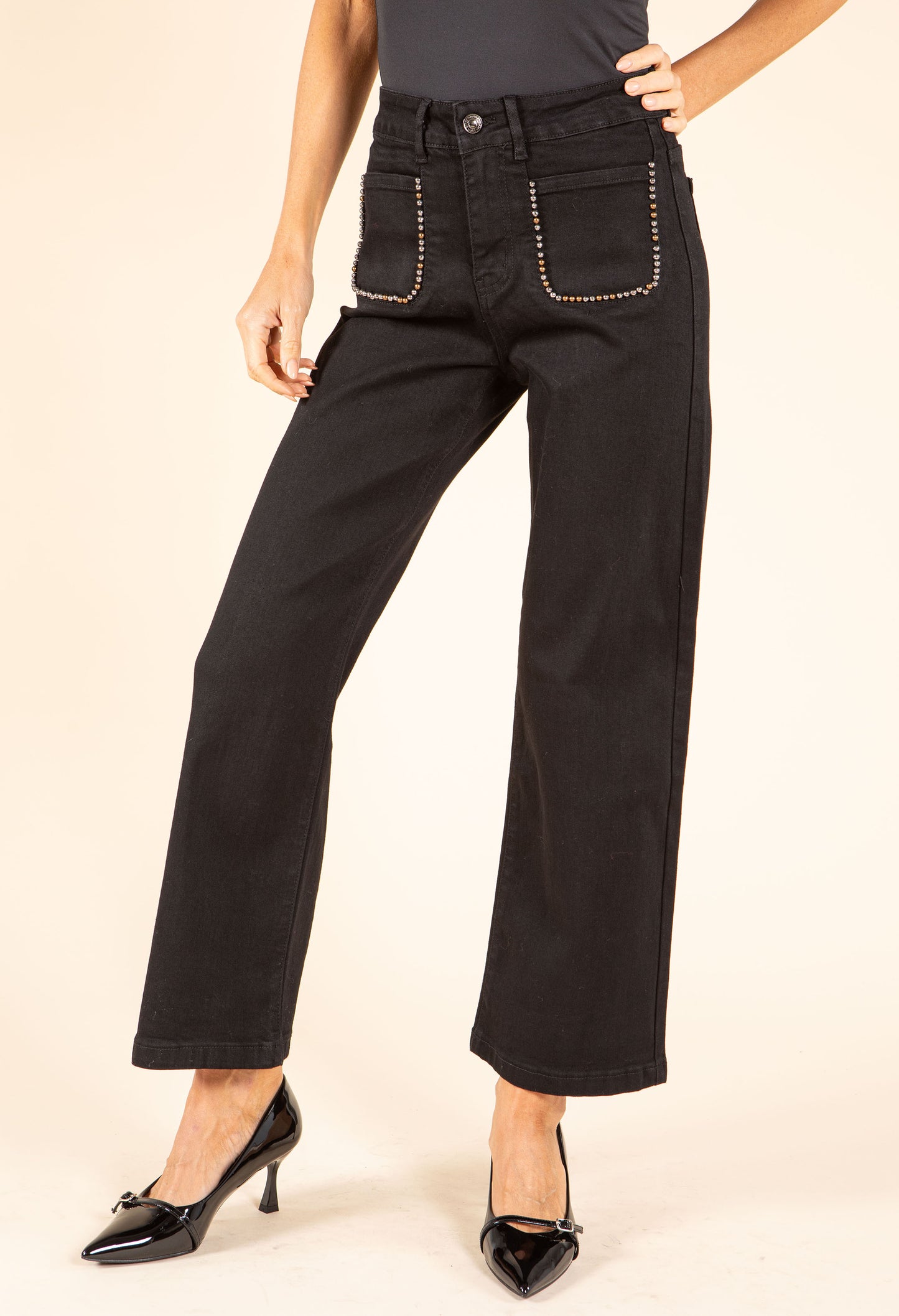 Studded Front Pocket Jeans