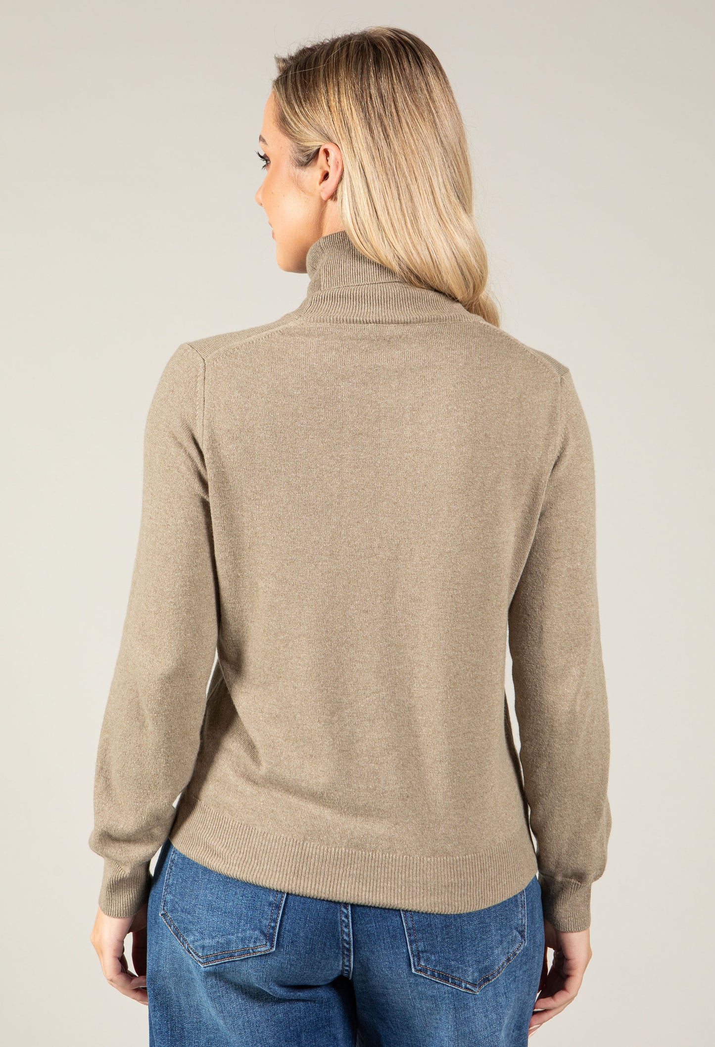Polo Neck Silk Cashmere Blend Jumper